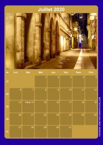 Calendrier - Juillet 2020